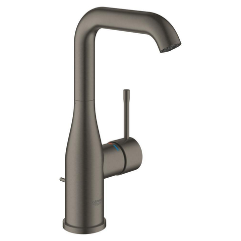 Grohe Essence New Wastafelkraan Opbouw - uitloop 12.7cm - L-size - hoge draaibare uitloop - waste - EcoJoy - brushed hard graphite (antraciet) SW97497