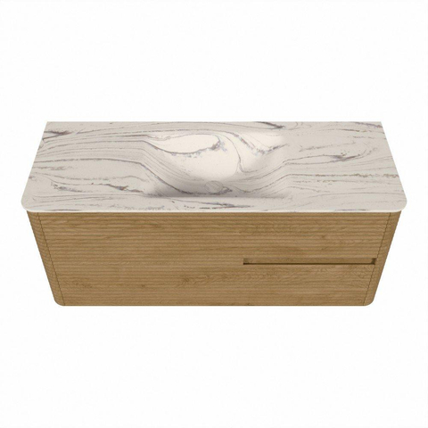 Mondiaz CIRO-DLUX Badkamermeubelset - 120x45x50cm - Solid surface wastafel Nata - 1 wasbak Midden - 1 kraangat - 2 lades - Oak SW1531490