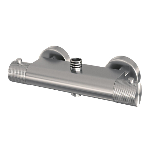 Brauer Brushed Carving Colonne de douche murale thermostatique avec pommeau rond 30cm et douchette Stylo 1 jet flexible lisse 150cm et barre de douche avec support douchette Inox brossé PVD SW1164622