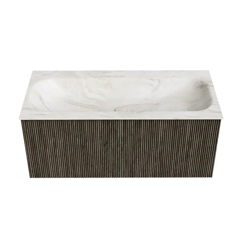 Mondiaz KURVE-DLUX Ensemble meuble de salle de bains - 100x46x40cm - 1 tiroir - lavabo solid surface - central - 1 trou de robinet - Shadow SW1414467