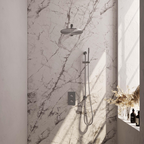 Brauer Brushed Edition Ensemble de douche pluie encastré - douche principale 30cm - bouton lisse - douchette à main 1 fonction - barre de douche - PVD - inox brossé SW538411