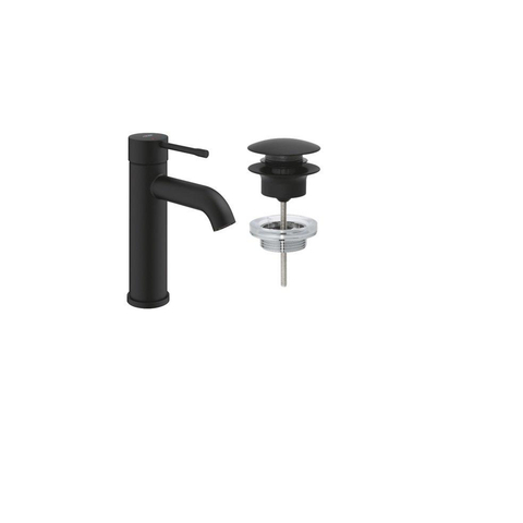 Grohe Essence Wastafelkraan - 1 gats - afvoergarnituur - push up - phantom black (zwart) SW1204274