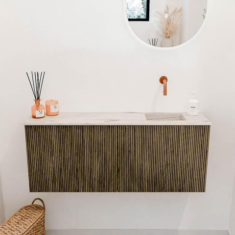 Mondiaz JOYA-DLUX 100cm toiletmeubel - kleur Dusk - Wastafel FAYE positie Rechts Zonder kraangat kleur Nata. SW1425916