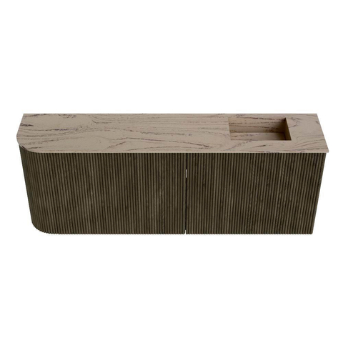 Mondiaz JOYA-DLUX Meuble de salle de bains - 111,6cm - arrondi gauche couleur Shadow - Vasque FAYE position Droite Sans trou de robinet couleur Arena SW1424849