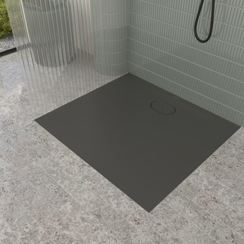 Villeroy & Boch Ecora douchebak - 100x90x3.5cm - afvoer lange zijde - anthracite (antraciet) SW1558970
