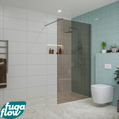 FugaFlow Eccelente Vetro inloopdouche badkamer - 110x200cm - rookglas - wandarm - chroom SW1124510