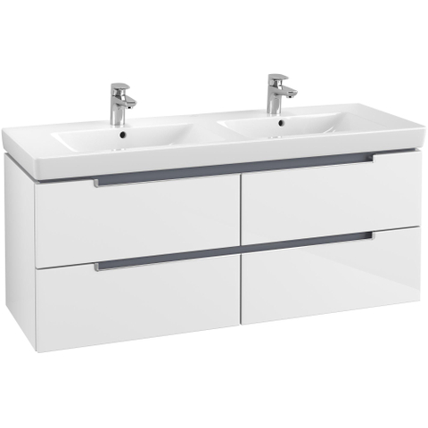 Villeroy & Boch Subway 2.0 Meuble sous lavabo 128,7x44,9x52cm avec 4 tiroirs pour double lavabo 1024256