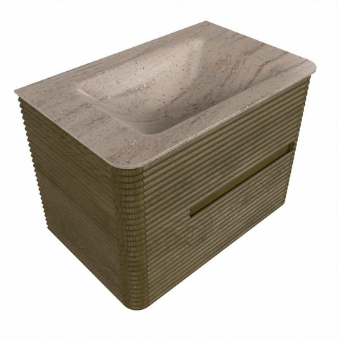 Mondiaz CIRO-DLUX Meuble de salle de bains - 70x45x50cm - Plan-vasque Solid surface Saba - 1 vasque centrale - sans trous de robinet - 2 tiroirs - Dusk SW1533347