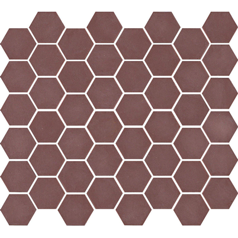 The Mosaic Factory Valencia Carrelage mosaïque 4.3x4.9x0.5cm hexagonal pour le mur et le sol et pour l'intérieur et l'extérieur résistant au gel Bordeaux mat SW374590