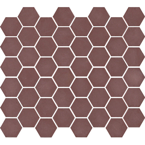 The Mosaic Factory Valencia mozaïektegel - 27.6x32.9cm - wand en vloertegel - Zeshoek/Hexagon - Gerecycled glas Burgundy Mat SW374590