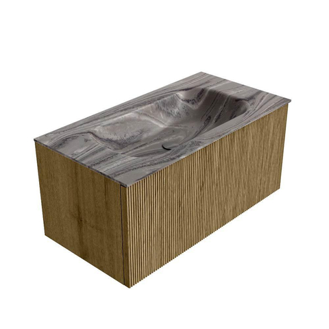 MONDIAZ KURVE-DLUX 90cm badmeubel kleur Dusk met 1 lade en 0 deuren. Wastafel BIG SMALL Midden 1 kraangat Sombra. SW1433854