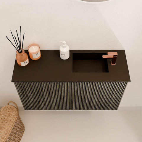 Mondiaz JOYA 70cm toiletmeubel - kleur Shadow - Wastafel FAYE positie Rechts 1 kraangat kleur Urban. SW1421538