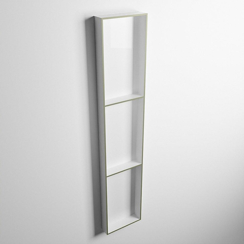 Mondiaz Easy nis 29.5x149.5x8cm voor Inbouw/opbouw 3 open vakken Solid surface Talc/Army SW643879
