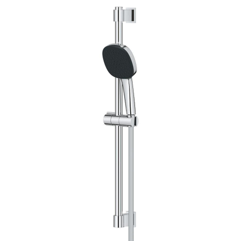 GROHE Vitalio Comfort 110 Ensemble barre de douche - 60cm - douchette à main carrée - 2 types de jets - flexible de douche lisse - chrome SW1028271