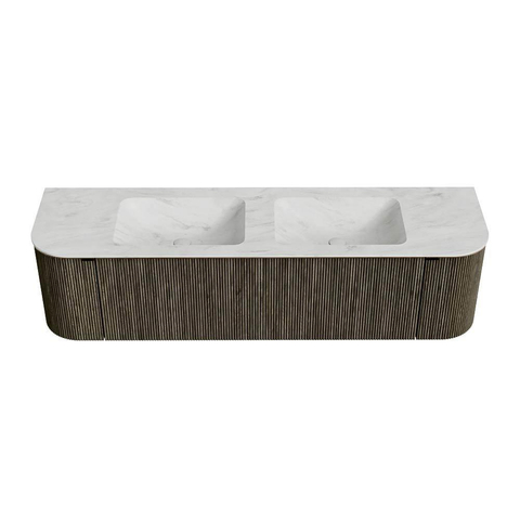 Mondiaz KURVE-DLUX Ensemble de meuble de salle de bains - 170x46x40cm - 1 tiroir - 2 portes - lavabo solid surface - double - 2 trous de robinet - Shadow SW1414083