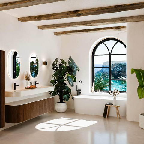 MONDIAZ THOR-DLUX Meuble de salle de bains - 190cm - arrondi gauche + droite - couleur Walnut - 2 tiroirs et 2 portes - Vasque suspendue CLOUD Double 2 trous de robinet - couleur Meli SW1466738