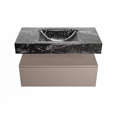Mondiaz ALAN-DLUX Ensemble de meuble - 90cm - meuble Smoke mat - 1 tiroir - Lavabo Cloud Lava suspendu - vasque Centre - 1 trou de robinet SW808091