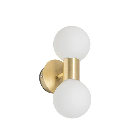 QAZQA Cederic wandlamp 8x20.4x11.3cm - 2 lichts - horizontaal/verticaal - IP44 - geborsteld messing (goud) SW1187221