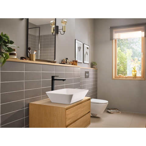 Hansgrohe Rebris e Eengreeps wastafelmengkraan - 240 - coolstart - ecosmart+ - voor waskommen - met PopUp - trekwaste - mat zwart SW796587