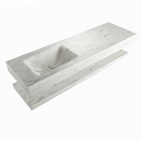 Mondiaz ALAN-DLUX Ensemble de meuble - 150cm - meuble Opalo mat - 0 tiroirs - Lavabo Cloud Opalo suspendu - vasque Gauche - 1 trou de robinet SW809342