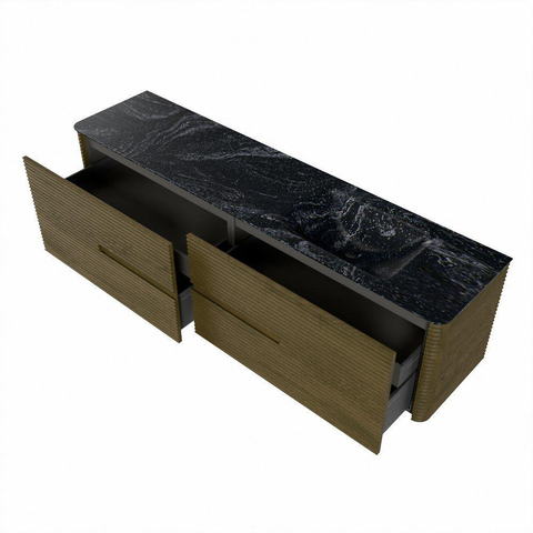 Mondiaz CIRO-DLUX Ensemble de meubles de salle de bains - 190x45x50cm - Lavabo solid surface Lava - 1 vasque à droite - sans trous de robinet - 4 tiroirs - Dusk SW1533072