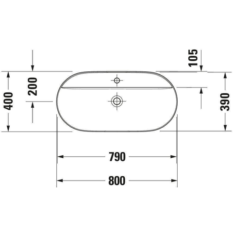 Duravit Luv Opzetwastafel - 80x40cm - met 1 kraangat - zonder overloop - glans wit SW227987