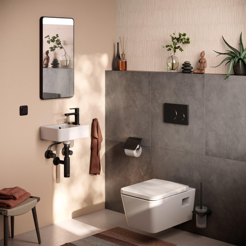 Hansgrohe Rebris s 1 greeps wastafelkraan - 110 - coolstart - zonder afvoer - mat zwart SW796599