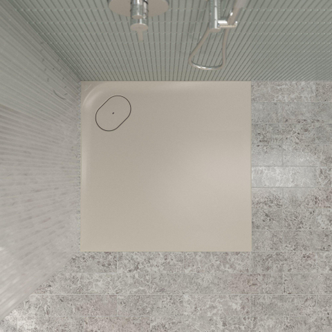 Villeroy & Boch Ecora douchebak - 80x80x3.5cm - hoekafvoer - almond (beige) SW1558976