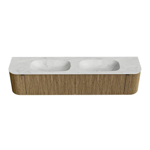 Mondiaz KURVE-DLUX Badkamermeubelset - 200x46x40cm - 2 lade - 2 deuren - wastafel solid surface - dubbel - 2 kraangaten - Dusk SW1414969