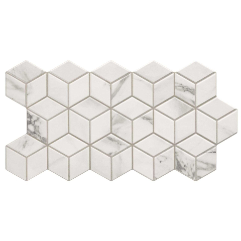 Jabo Rhombus wand- en vloertegel - 26.5x51cm - 10mm - Zeshoek - Marmerlook - Wit mat SW496937