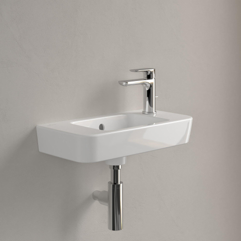 Villeroy & Boch O.novo fontein - 50x25cm - 1 kraangat R - met overloop CeramicPlus - White Alpine (glans wit) SW448396