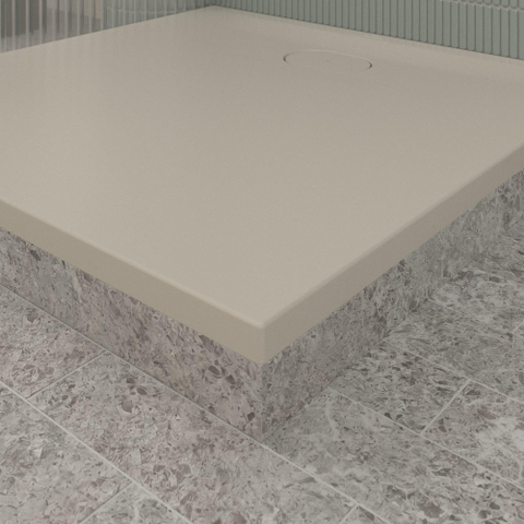 Villeroy & Boch Ecora douchebak - 100x100x3.5cm - afvoer korte zijde - almond (beige) SW1558952