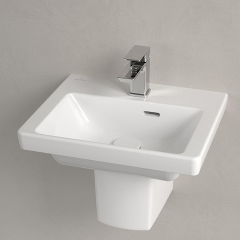 Villeroy & Boch Subway 3.0 fontein - 45x37cm - met kraangat - met overloop - White Alpine (glans wit) SW654433