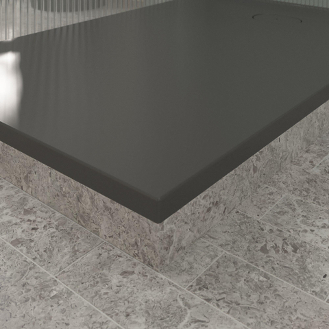 Villeroy & Boch Ecora douchebak - 140x90x3.5cm - afvoer korte zijde - anthracite (antraciet) SW1558901