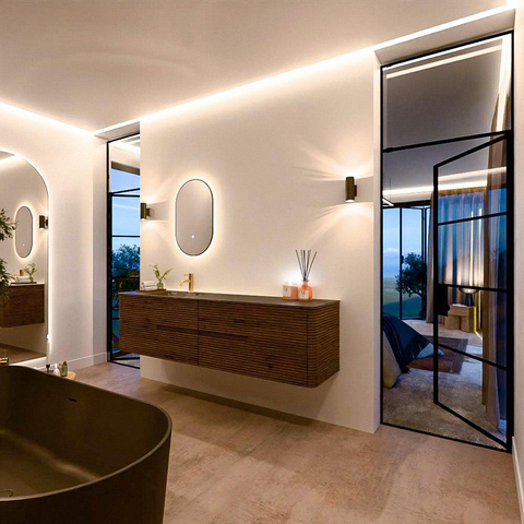 Mondiaz CIRO-DLUX Ensemble de meubles de salle de bains - 190x45x50cm - Lavabo solid surface Lava - 1 vasque à gauche - 1 trou de robinet - 4 tiroirs - Dusk SW1533067