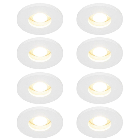 QAZQA Shed Inbouwspot - set van 8 - 8.5x8.5cm - IP54 - rond - mat wit SW1210157