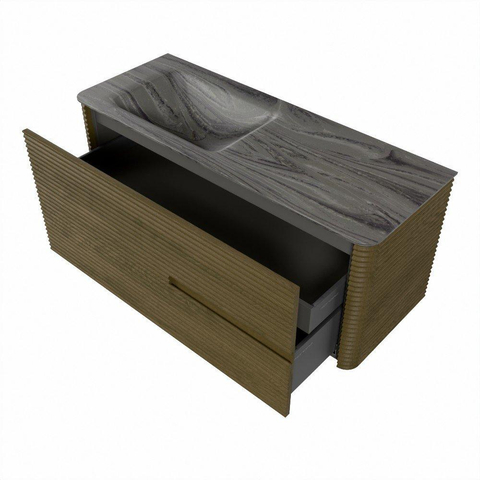 Mondiaz CIRO-DLUX Ensemble de meubles de salle de bains - 120x45x50cm - Plan vasque solid surface Sombra - 1 vasque à gauche - 1 trou de robinet - 2 tiroirs - Dusk SW1533462