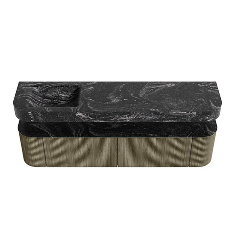 MONDIAZ THOR-DLUX 190cm meuble de salle de bains arrondi gauche + droite couleur Shadow avec 2 tiroirs et 2 portes. Vasque suspendue CLOUD Gauche sans trou de robinet couleur Lava. SW1466559