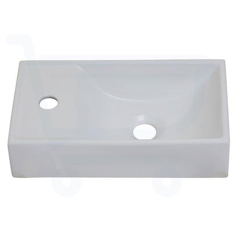 H&R Badmeubelen Qube Fontein - 41x22x10cm - kraangat links - wit SW46