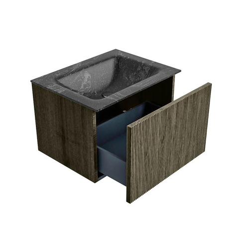 Mondiaz KURVE-DLUX Badkamermeubelset - 60x46x40cm - 1 lade - wastafel solid surface - midden - 1 kraangat - Shadow SW1414632