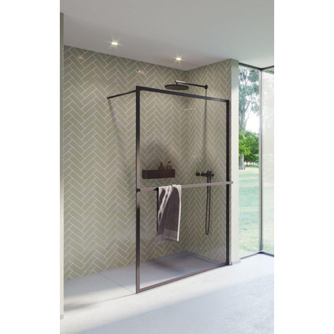 Riho Lucid paroi de douche - 100x200cm - verre transparent avec cadre - 6mm - noir mat SW415768