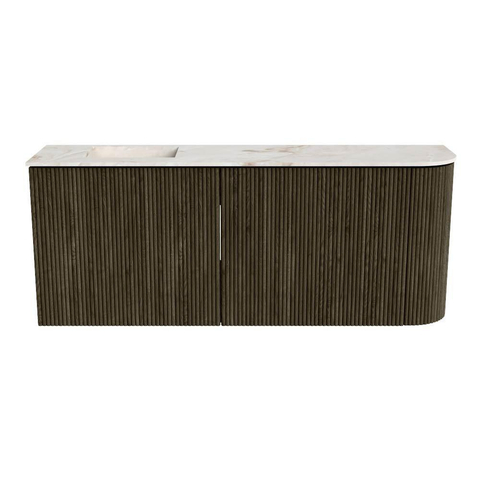 Mondiaz JOYA-DLUX 101.6cm toiletmeubel - ronding rechts kleur Shadow - Wastafel FAYE positie Links 1 kraangat kleur Frappe. SW1422723