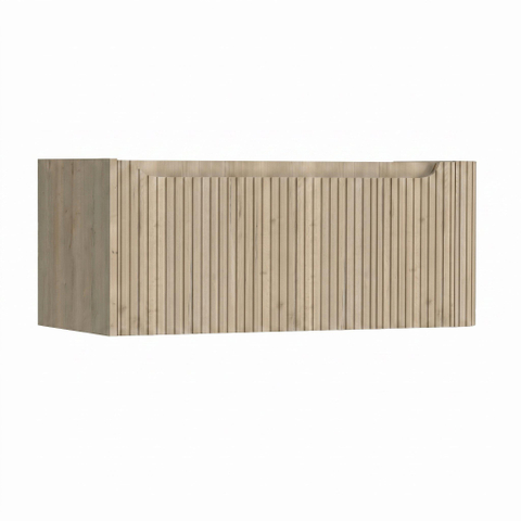 H&R Badmeubelen Juice Wastafelonderkast - 100x45x40cm - rechterhoek afgerond - 3D-front - 1 lade - geïntegreerde greep - french oak SW1259695