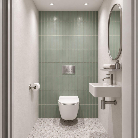 Adema Salina 2.0 Toiletset - 48.5x36x32cm - diepspoel - spoelrandloos - QeramiQ inbouwreservoir - softclose - quickrelease - toiletzitting - RVS metalen bedieningsplaat - ronde knoppen - wit SW1474591