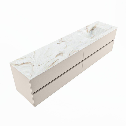 MONDIAZ VICA-DLUX Ensemble meuble de salle de bains - 200cm - meuble bas linen - 4 tiroirs - lavabo encastré cloud à droite - 1 trou de robinet - version hauteur 60cm - frape SW1088980