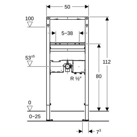 Élément Geberit Duofix lavabo 112cm robinet lavabo partie encastrable. SW1237129