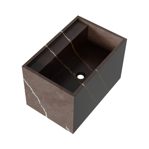 BRAUER Nova lavabo - 60x46x40cm - incl. consoles de fixation cachées - 1 vasque - 0 trous de robinet - composite - aspect marbre - Copper Brown SW957321