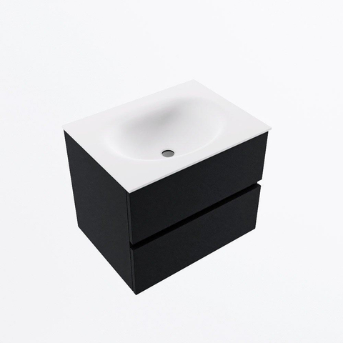MONDIAZ VICA 60cm meuble de salle de bains sous-élément Urban 2 tiroirs. Lavabo MOON central sans trou de robinet, couleur Talc. SW1381816