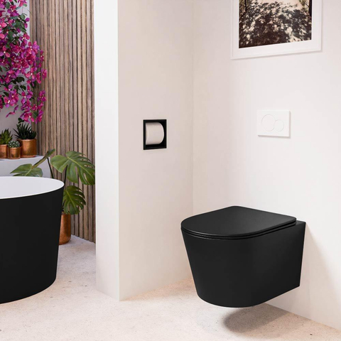 Mondiaz LAVIE hangtoilet – spoelrandloos – 36 x 53 cm – met softclose zitting – Urban (zwart) SW1208750