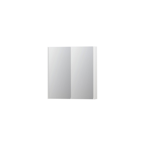 INK Spiegelkast met 2 dubbelzijdige spiegeldeuren 70x15x73cm met softclose HPL Aluminium grijs TWEEDEKANS OUT7506
